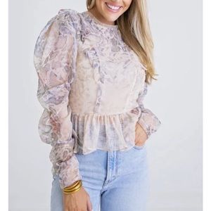 Karlie - Snake Print Chiffon Ruffle Top Medium NWOT